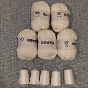 Plush Mink Cream Yarn for Hand knitting Craft , set of 5 skeins